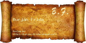 Burján Frida névjegykártya